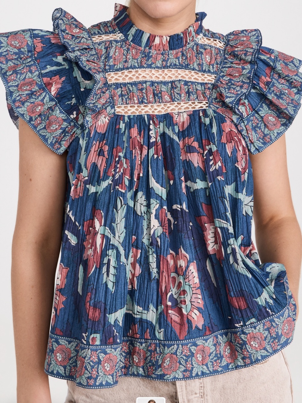 Sea New York Rory Print flutter sleeve top